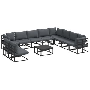 vidaXL Tuinbankenset 11 st Zwart Aluminium