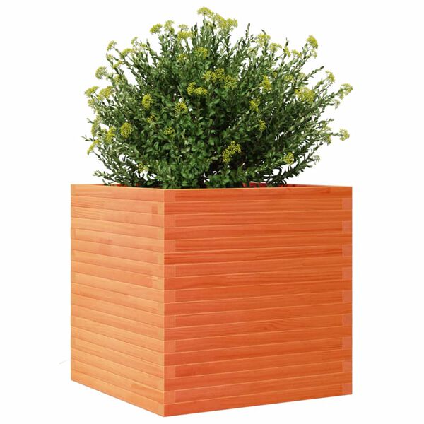 vidaXL Plantenbak 70x70x68,5 cm massief grenenhout wasbruin