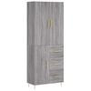 vidaXL Hoge kast 69,5x34x180 cm bewerkt hout grijs sonoma eikenkleurig