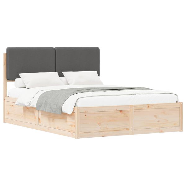 vidaXL Bedframe met Gevoerd Hoofdgedeelte Donkergrijs 135 x 190 cm
