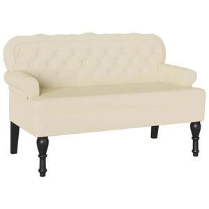 vidaXL Chesterfield Bank Cr&egrave;me 119,5 x 64,5 x 75 cm Nep Leer