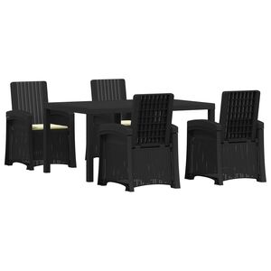vidaXL Tuin eettafelset 5 st Antraciet- en cr&egrave;mekleurig PP