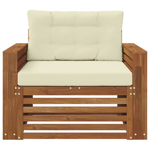 vidaXL Buiten bankenset Massief Acaciahout en Polyester Naturel