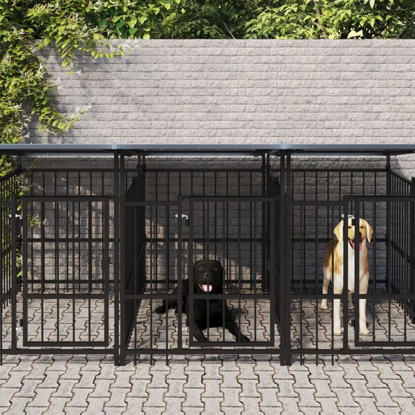 vidaXL Hondenkennel met dak 5,63 m&sup2; staal
