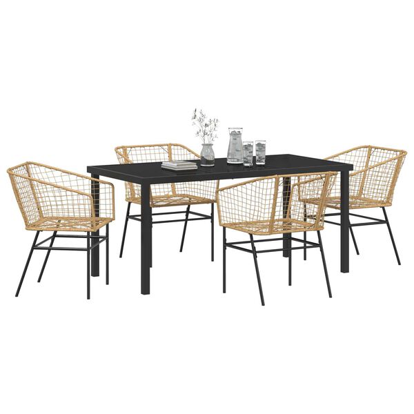 vidaXL Tuin eettafelset 5 pcs Bruin poly rattan