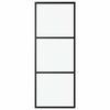 vidaXL Schuifdeur 3-panelen 76x205 cm ESG-glas en aluminium zwart