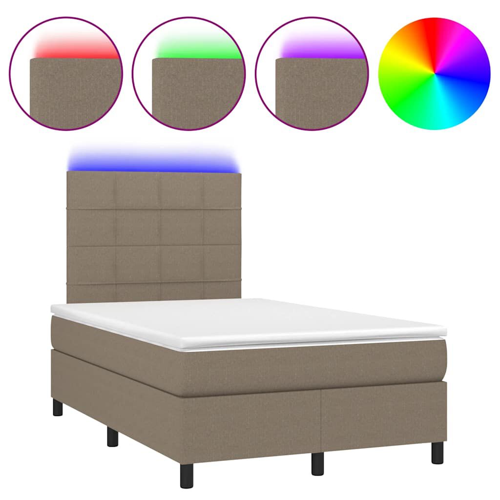 vidaXL Boxspring met matras en LED stof taupe 120x190 cm