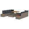 vidaXL Tuinbankenset 11 pcs Grijs Poly Riet en Poedercoated Staal