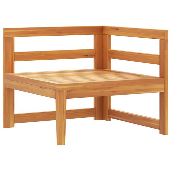 vidaXL Hoekbank met crèmewitte kussens massief acaciahout