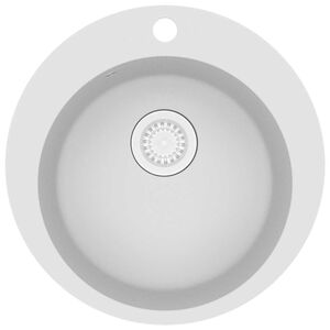 vidaXL Gootsteen enkele bak rond graniet wit