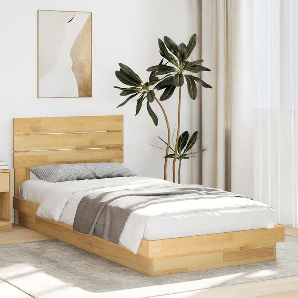vidaXL Bedframe hoofdeinde zonder matras 90x190 cm massief hout eiken