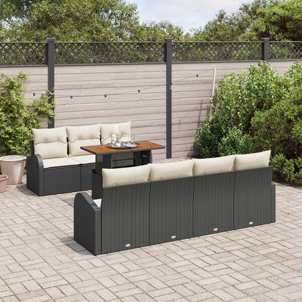 vidaXL Tuin Sofa Set met kussen 8 pcs Zwart en cr&egrave;me