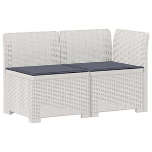 vidaXL Tweedelige Tuinbank met Kussens Rattan Look 2-zits PP Wit