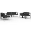 vidaXL 6-delige Loungeset met kussens aluminium antracietkleurig