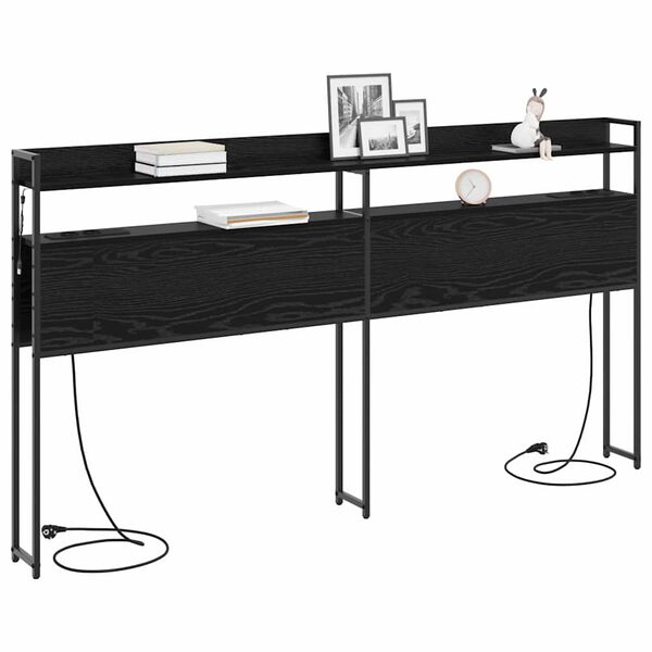 vidaXL Opslag hoofdbord met plank Zwart eiken 180 cm Bewerkt hout