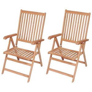 vidaXL Verstelbare klapstoelen, 2 stuks, massief teakhout