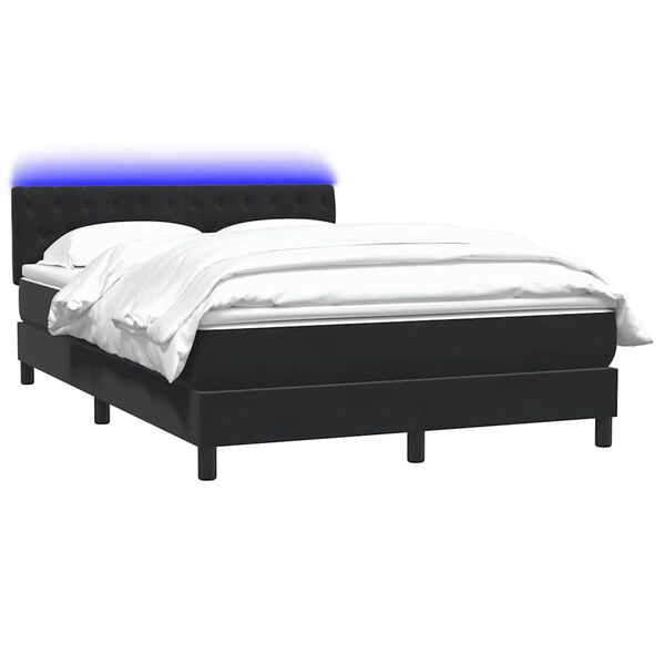 vidaXL Boxspring met matras en LED fluweel zwart 140x220 cm