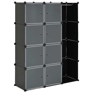 vidaXL Kast met 9 vakken modulair 109x36,5x143 cm zwart en wit