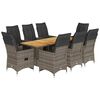 vidaXL 9-delige Bistroset met kussens poly rattan grijs