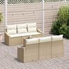 vidaXL Bankstel met kussen met kussen 7 pcs Beige en Crème poly rattan