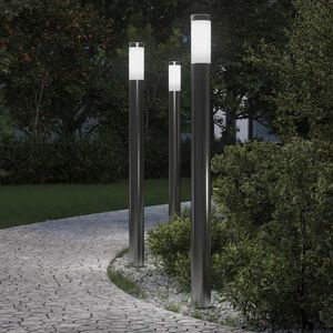 vidaXL Bolderverlichting 3 stuks 110 cm RVS IP44