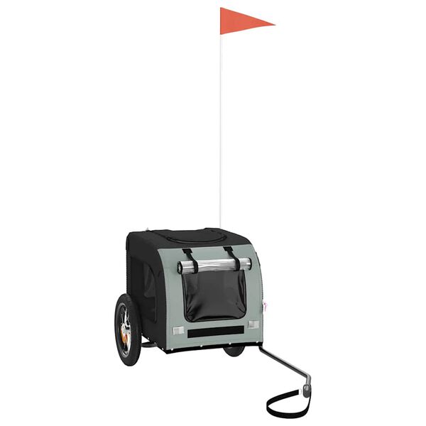 vidaXL Hondenfietstrailer oxford stof en ijzer grijs en zwart