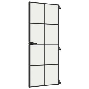 vidaXL Binnendeur smal 83x201,5 cm gehard glas en aluminium zwart