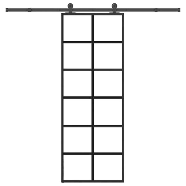 vidaXL Schuifdeur met beslag 76x205 cm ESG-glas en aluminium