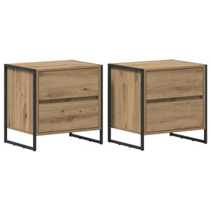 vidaXL Nachtkastje 2 st Ambachtelijk eiken 50 x 39,5 x 50 cm