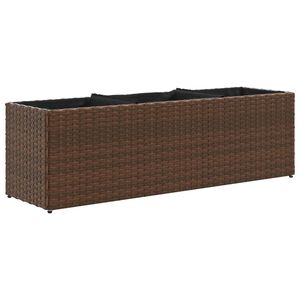 vidaXL Plantenbak met 3 potten 105x30x32 cm poly rattan bruin