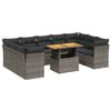 vidaXL 10-delige Loungeset met kussens poly rattan grijs