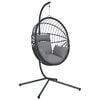 vidaXL Hangstoel met standaard rattan en staal grijs