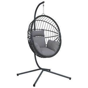 vidaXL Hangstoel met standaard rattan en staal grijs