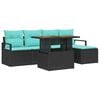 vidaXL Tuinbankenset 6 st Zwart en Teal
