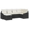 vidaXL Bankstel met kussen met opslag 6 pcs Zwart en Cr&egrave;me poly rattan