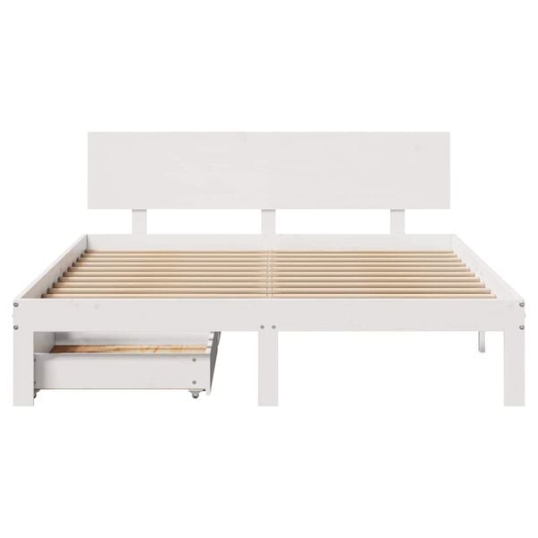 vidaXL Bedframe met lades massief grenenhout wit 120x190 cm