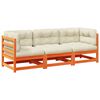 vidaXL 3-delige Loungeset met kussens massief grenenhout wasbruin