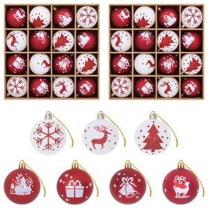 vidaXL Kerstballen set 32 st Rood en Wit &Oslash; 6 cm Kunststof