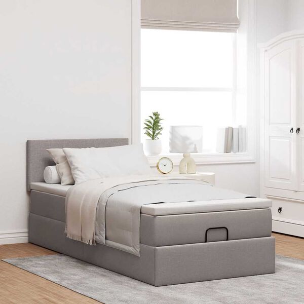 vidaXL Bed met matras 90x200 cm stof taupe