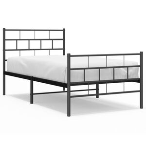 vidaXL Bedframe met hoofd- en voeteneinde metaal zwart 90x190 cm
