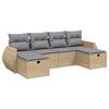 vidaXL 6-delige Loungeset met kussens poly rattan gemengd beige