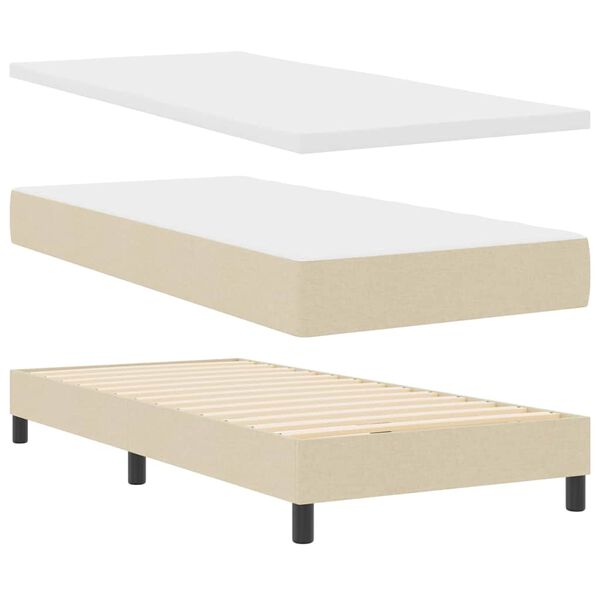 vidaXL Boxspringbed met matras Cr&egrave;me 200 x 180 cm Polyester