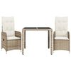 vidaXL 5-delige Bistroset met kussens poly rattan beige
