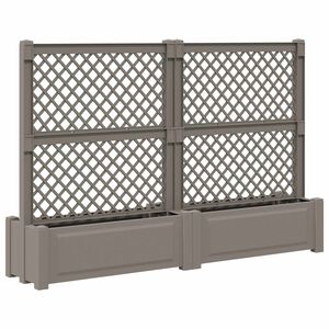 vidaXL Grote planter met trellis 2 st PP Grijs