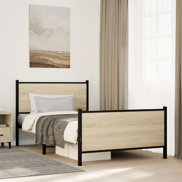 vidaXL Bedframe zonder matras metaal sonoma eikenkleurig 100x200 cm