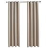 vidaXL Gordijn verduisterend met metalen ringen 2 st 140x175 cm beige