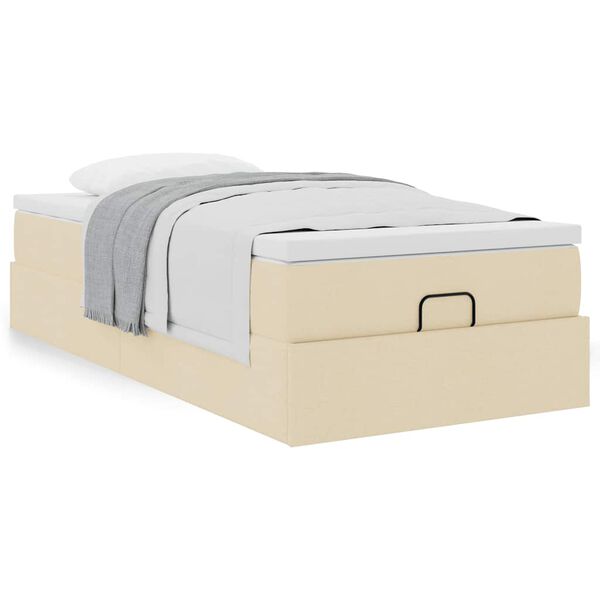 vidaXL Ottoman bed met matras 90x190cm stof cr&egrave;mekleurig