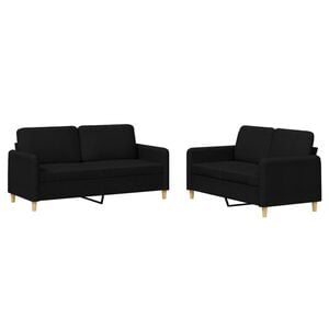 vidaXL 2-delige loungeset met kussens stof zwart