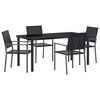vidaXL Tuin eettafelset 5 pcs Zwart PE Rattan