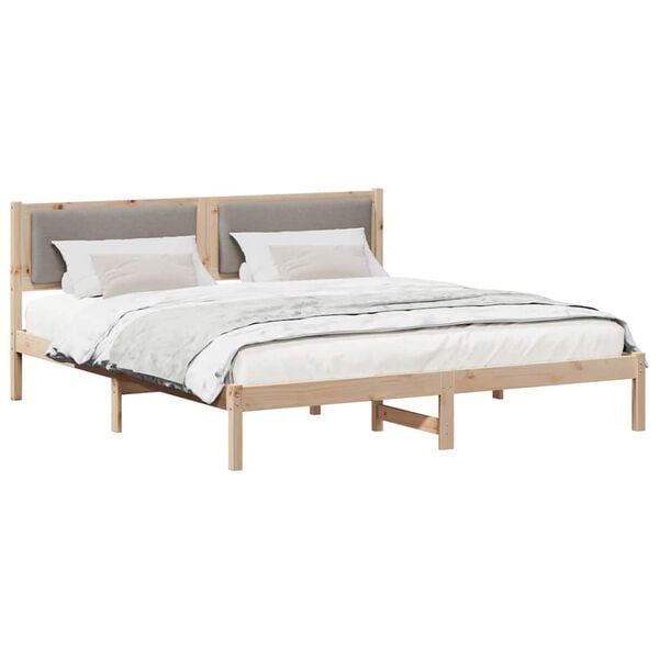 vidaXL Bedframe met hoofdeinde Taupe 180 x 200 cm Massief grenenhout